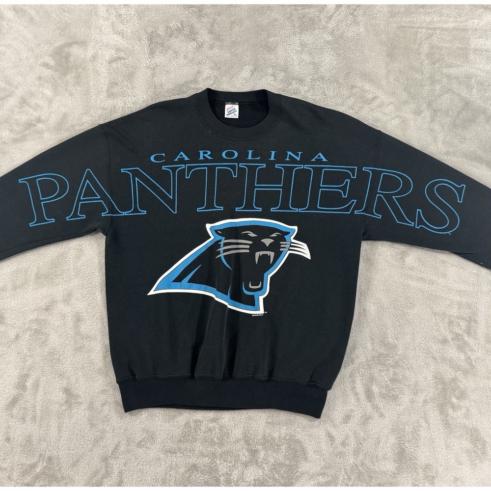Vintage 90s Carolina Panthers Sweatshirt Mens XL Made‎ In USA Big Logo Oversized
